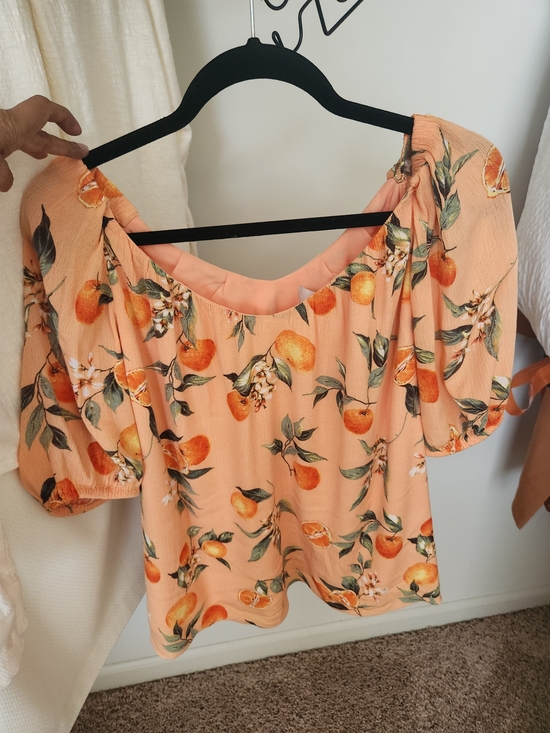 LOFT Tops - LOFT Peach-Print Off-Shoulder Blouse